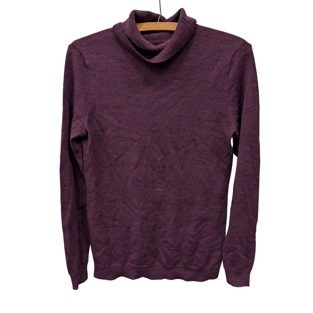 Duluth Trading Co Women's Plum Purple 100% Merino Wool Turtleneck Sweater- XS